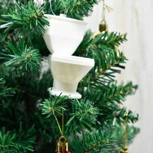 Vista 6 de Adorno para árbol de Navidad para inodoro, toque divertido para decoraciones de Navidad y gran regalo de Papá Noel sucio o broma, fabricado