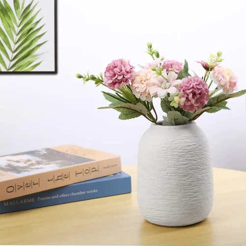 Vista 3 de Jarrones blancos, jarrón minimalista, jarrón de cerámica, moderno jarrón de flores para decoración del hogar, se adapta a todas partes, la mejor