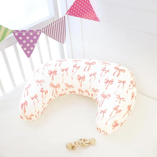Vista 7 de Funda de almohada de lactancia, fundas de lactancia extraíbles para almohadas de lactancia, ajuste elástico y suave para bebés recién nacidos, lazo