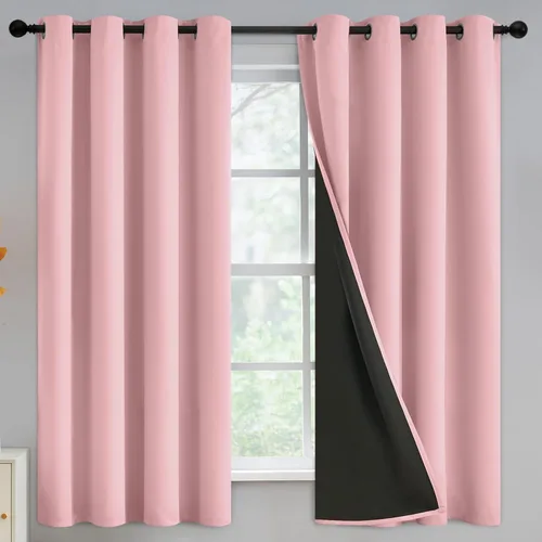 Vista 23 de Yakamok Cortinas negras, cortinas de ventana con aislamiento térmico y eficiencia energética para dormitorio, cortinas opacas completas y cortinas
