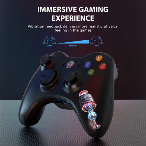 Vista 4 de W&O Controlador inalámbrico compatible con Xbox 360 2.4GHZ Gamepad Joystick Controlador inalámbrico compatible con Xbox 360 y PC Windows 7, 8, 10