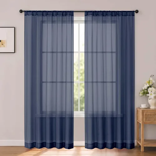 Vista 53 de OWENIE White Sheer Curtains 96 Inches Long 2 Panels for Living Room 52 Wide