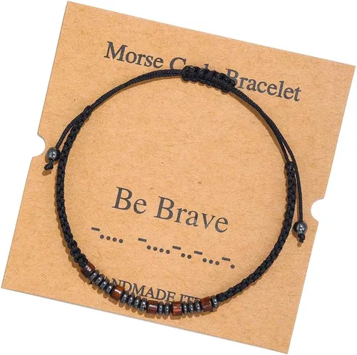 Vista 17 de Pulseras de Código Morse para Mujeres y Hombres, Regalos para Ella, Mejor Amiga, Pulseras Inspiradoras Divertidas para Mujeres, Joyería Ajustable