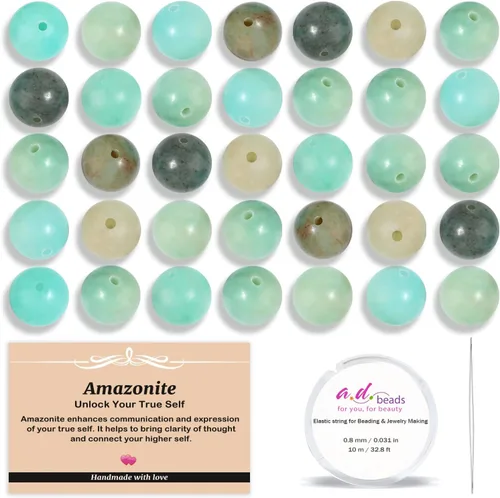 Vista 27 de AD Beads 200 cuentas redondas naturales de 7 chakras de 0.157 pulgadas (0.157 in), piedras preciosas de energía curativa, kit de joyería