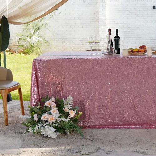 Vista 74 de Mantel de lentejuelas de 60 x 102 pulgadas, azul bebé, para boda, fiesta, despedida de soltera, rectangular
