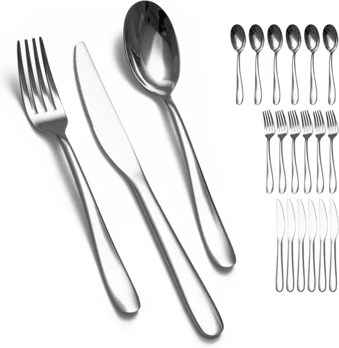 Vista 15 de SANTUO 12-Piece Steak Knife and Fork Set for 6, Stainless Steel Steak Knives with Dinner Forks, Serrated Steak Knife Set, Mirror Polished