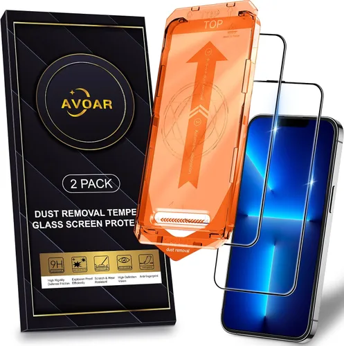 Vista 32 de Paquete de 2 protectores de pantalla de privacidad para iPhone 13 Pro Max /14 Plus [kit de alineación automática] vidrio templado, protección