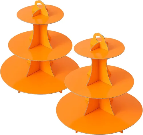 Vista 18 de Soleebee Soporte redondo de 3 niveles para cupcakes, torre de cartón para cupcakes, torre de soporte para pasteles de postre para decoración