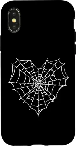 Vista 5 de iPhone 16 Halloween Spider Web Disfraz lindo corazón araña funda