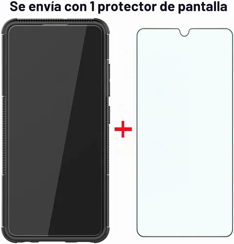 Vista 3 de Funda de teléfono para Samsung Galaxy A32 4G de 6.4 pulgadas con protector de pantalla de vidrio templado y soporte, accesorios híbridos duros