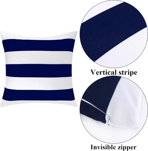 Vista 3 de Aneco Paquete de 4 fundas de almohada impermeables para almohadón, fundas cuadradas para el hogar, sofá, decoración de muebles, color azul marino
