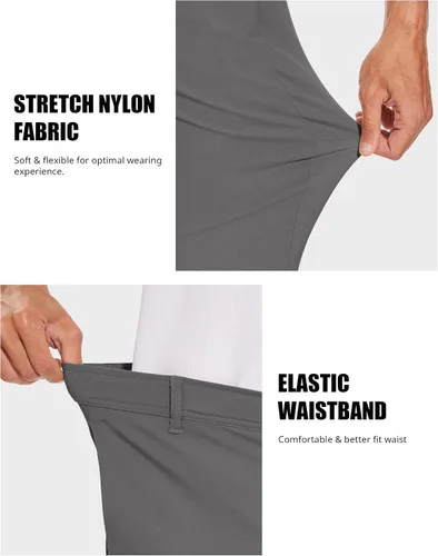 Vista 3 de SPECIALMAGIC Pantalones de golf para hombre, elásticos, ajustados, ligeros, con bolsillos con cremallera