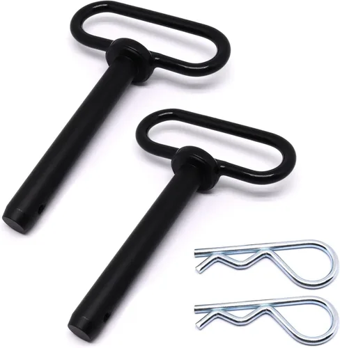Vista 8 de Pasador de enganche de remolque, pasador de enganche de remolque de tractor de 1/2 pulgada y clip, pasadores de remolque con mango negro recubierto