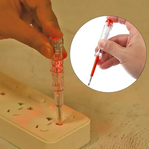 Vista 5 de PATIKIL Probador de voltaje CA 150-500V detector eléctrico de contacto con destornillador ranurado con tubo de neón, rojo transparente, paquete de 6
