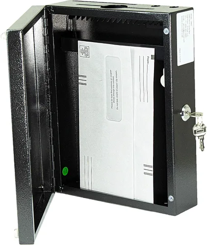 Vista 9 de Caja de sugerencias grande con ranura y candado, urna de metal montada en la pared, estuche de donación, tarro de punta de bloqueo seguro