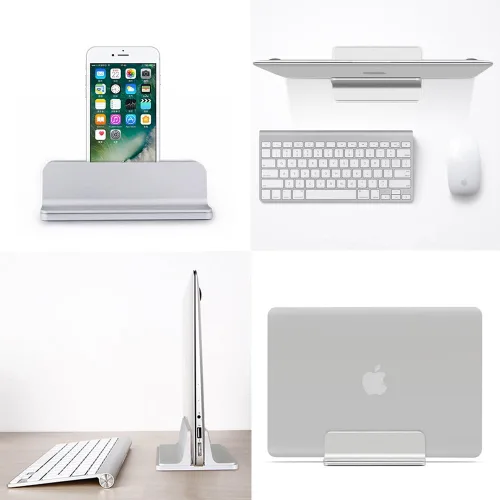 Vista 2 de Soporte para computadora portátil, cuna para portátiles, base ajustable, soporte para MacBook Dell Hp Surface iPad - Plata