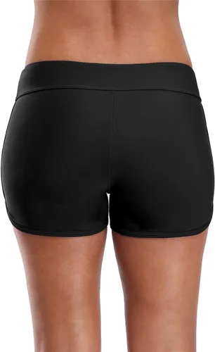 Vista 3 de ALove Pantalones cortos de natación para mujer, parte inferior de traje de baño elástica y lisa
