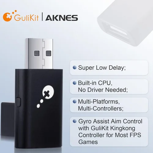 Vista 2 de AKNES Adaptador de controlador Bluetooth, adaptador Gulikit Goku para Xbox Series XSXbox One Controller (Bluetooth Ver.) controlador PS4 y PS5