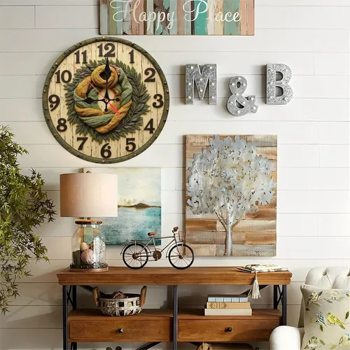 Vista 6 de Vintage Maple Wood Wall Clock for Home Office25cmx25cm
