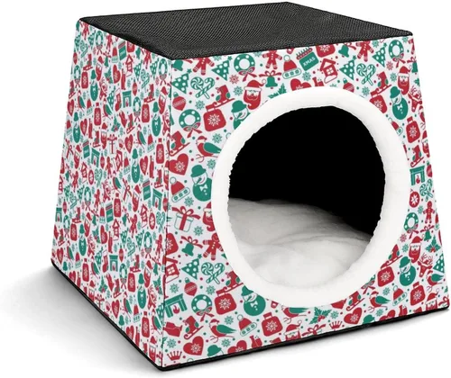 Vista 11 de Cama interior para gatos, sofá para gatos, cubo de gato impreso con almohada pequeña para gatitos, perros pequeños, bloques