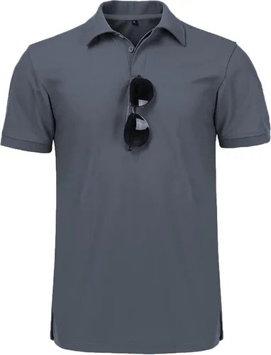Vista 2 de SCODI Polo para hombre, casual, manga corta, polo de golf, atlético, diario, cuello camisa, camiseta de tenis