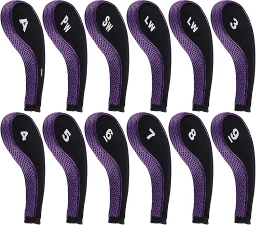 Vista 8 de Andux 12 unids/set Golf Iron Club Head Covers Número impresión cuello largo con cremallera with Zipper Closure Number Print Coloured Piping