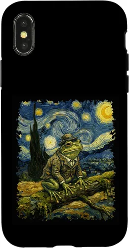 Vista 5 de Vintage Frog Van Gogh Style Starry Night Graphic Case for iPhone 17
