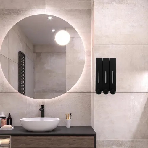 Vista 7 de Black Shower Soap Dispenser Three Chamber Wall Mount for Body Wash
