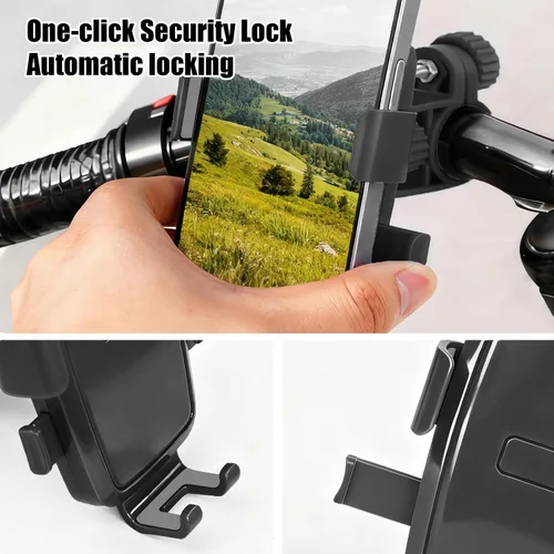 Vista 5 de Soporte de Teléfono para Motocicleta y Bicicleta, Clip Soporte para Teléfono Celular de Bicicleta, Abrazadera para Manillar de Bicicleta y Scooter