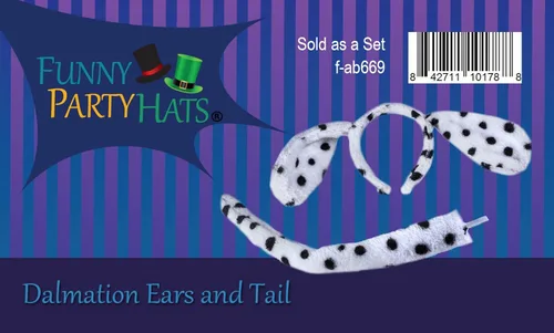 Vista 7 de Funny Party Hats Orejas de dálmata orejas y cola de perro Juego de 2 piezas Disfraz de orejas y cola Disfraz de dálmata