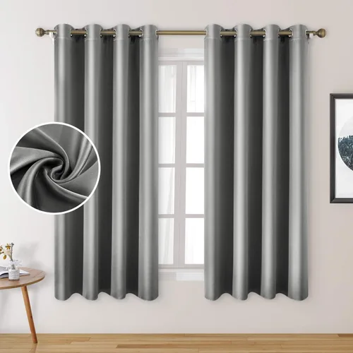 Vista 26 de HOMEIDEAS 2 paneles de cortina de seda sintética, cortinas opacas para dormitorio