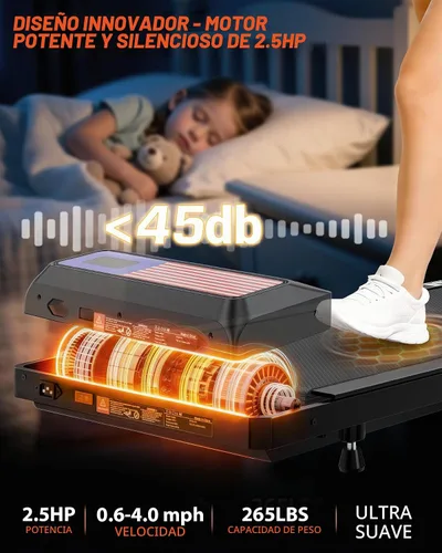 Vista 6 de Walking Pad with Incline 10% & Decline -4%, Under Desk Treadmill for Office, Portable Treadmills, Compact Treadmill for Small Space, 265lbs