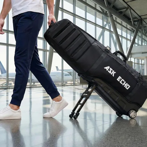 Vista 5 de ASK ECHO Locklink StableRoller - Bolsa de viaje de golf con sistema de balanceo de 4 ruedas, patas de soporte extensibles