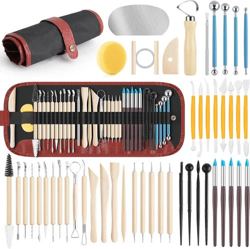 Vista 12 de Herramientas de arcilla para esculpir, kit de herramientas de tallado de polímero de doble cara, juego de herramientas de cerámica de madera
