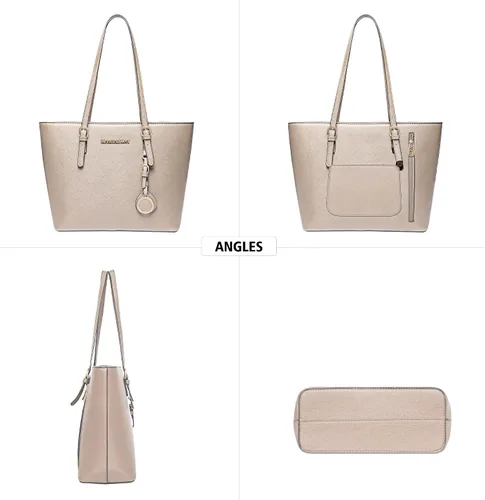 Vista 3 de Montana West Bolso de mano para mujer bolso de hombro de cuero vegano tamaño grande y mediano juego de 2 monederos