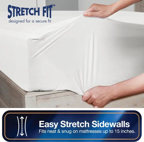 Vista 3 de Protector de colchón todo en uno, funda con cremallera, resistente al agua y a las manchas, protección de triple sellado, RV Short Twin, color blanco