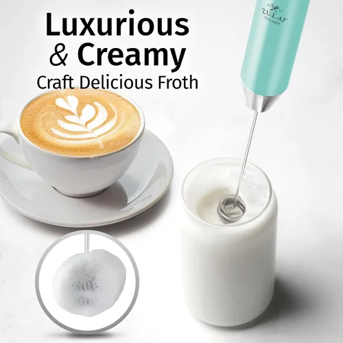 Vista 119 de Zulay Milk Boss Espumador de leche potente manual, hace espuma para latte, batidor para mezclar bebidas, café, miniespumador para capuchino, frappé