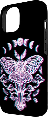 Vista 2 de Funda Glitch para iPhone 15 Glitch Lunar Moth Fases Cristales Setas