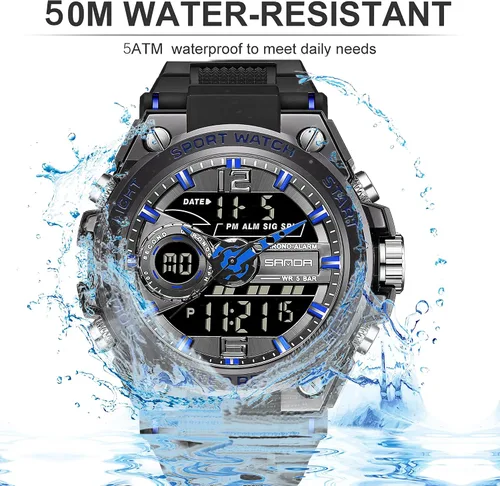 Vista 6 de FORSINING Relojes militares para hombre, reloj deportivo resistente al agua, analógico, digital, reloj deportivo táctico electrónico, relojes