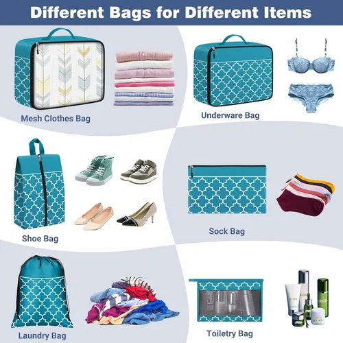 Vista 4 de StorageRight Juego de 10 bolsas organizadoras de maleta, organizadores de equipaje para maletas, organizador de equipaje para accesorios de viaje
