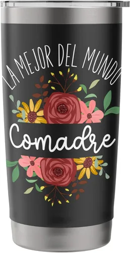 Vista 3 de La Mejor Comadre Del Mundo - Vaso aislado de acero inoxidable para madrina española