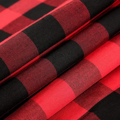 Vista 7 de Camino de mesa a cuadros de búfalo negro y rojo, 2 paquetes de 13 x 108 pulgadas, caminos de mesa navideños a cuadros para decoración de mesa