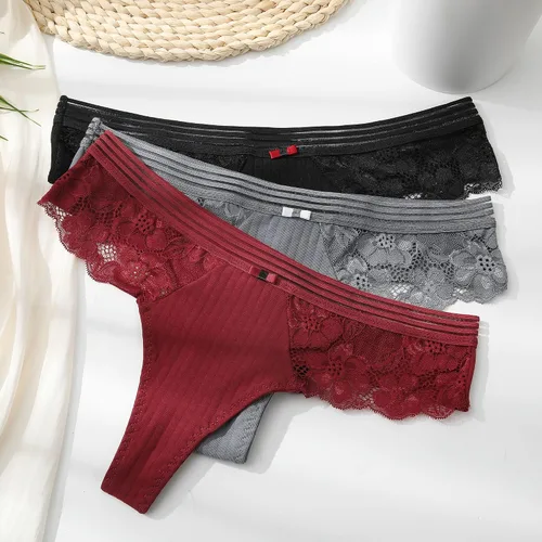 Vista 5 de LEVAO Tangas de algodón para mujer, tangas invisibles, espalda en T para mujer, tallas S-XL