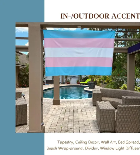 Vista 5 de Bandera trans para pared Tapiz de orgullo transgénero Grande 40 x 60 pulgadas