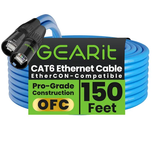 Vista 18 de GEARit Cable Ethercon CAT6 blindado (3 pies) de audio profesional e iluminación RJ45 EtherCON Cable compatible con EtherCON para estudio, escenario