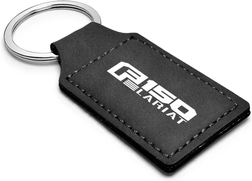 Vista 2 de iPick Image Compatible con llavero rectangular de cuero sintético negro Ford F150 Lariat