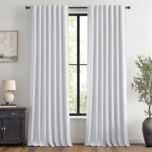 Vista 82 de MIULEE Cortinas de lino 100% opacas para dormitorio, marfil sólido, decoración de lujo, aislamiento térmico, cortinas oscurecedoras para sala