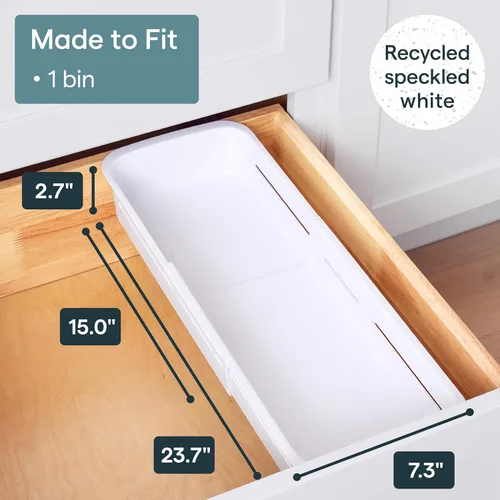 Vista 5 de YouCopia DrawerFit - Cajonera deslizante, organizador de almacenamiento de cocina expandible y ajustable, color blanco moteado
