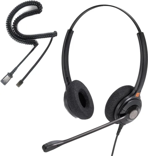 Vista 12 de IPD Auriculares de teléfono IPH-160 con micrófono con cancelación de ruido para oficina y centro de llamadas. Compatible con teléfonos fijos Polycom