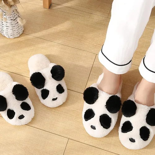 Vista 7 de Pantuflas de panda, pantuflas de panda de invierno, pantuflas cálidas adecuadas para mujeres y hombres adultos